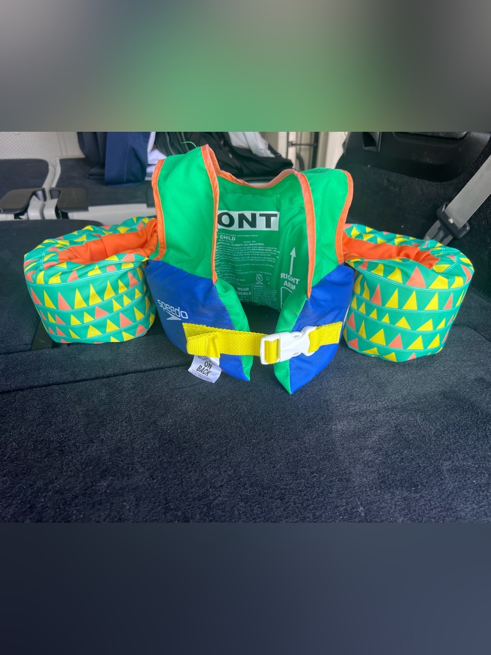 Speedo Splash Jammer Child Float Vest with   Green, Blue & Orange 30-50 lbs #A-3